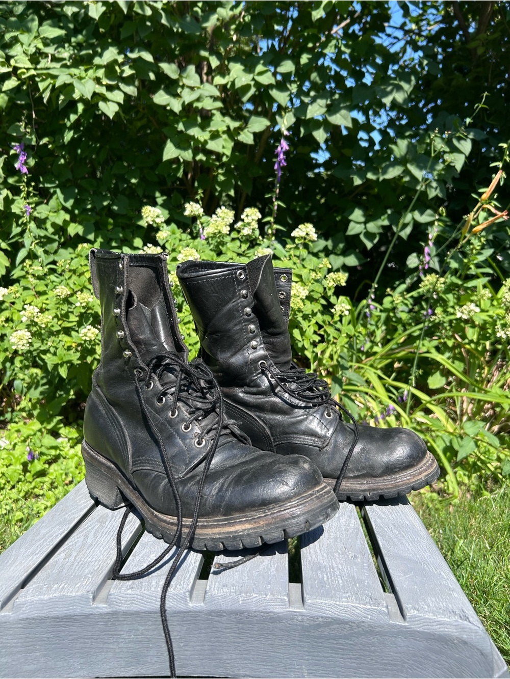 Vintage Red Wing Logger Boots Vibram Sole Black Leather 11.5/12